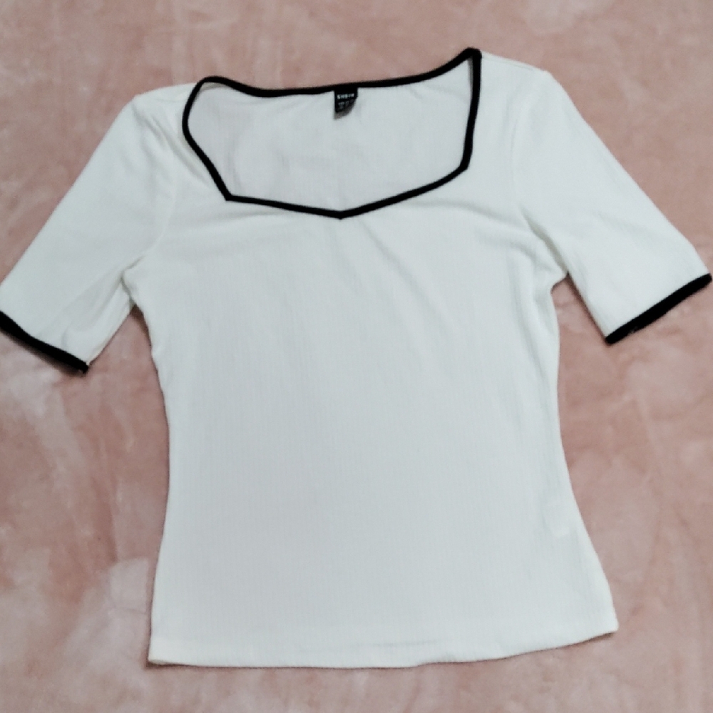 Zara White Tee with Black Accents
